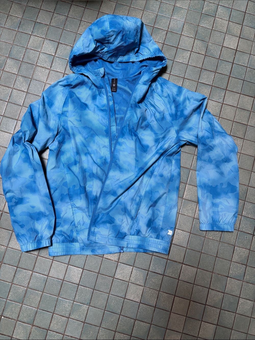 all in motion Blue Camouflage Hooded Rain Jacket for Kids